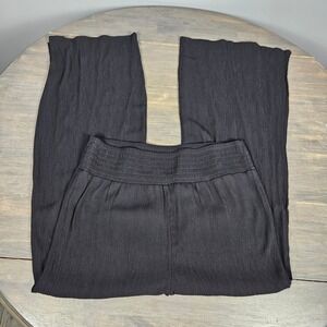 Shade & Shore Women's Large Swim Cover Up Pants Wide Leg Side Slit Boho Black